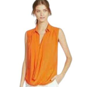 Alice + Olivia Women’s S Orange Silk‎ Blend Sleeveless Blouse Tank Top Elegant